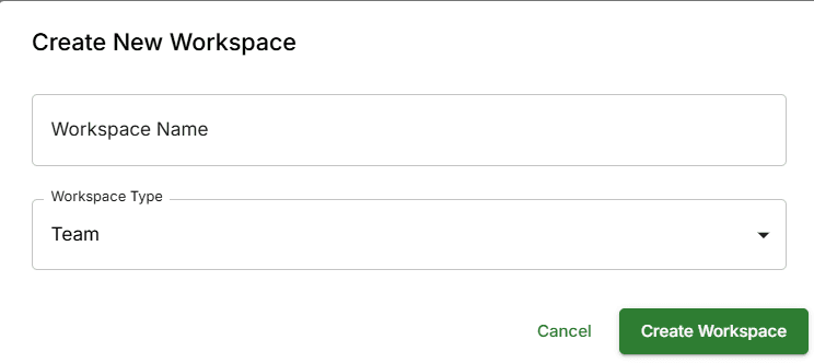 Creating a team workspace in FlowFrame
