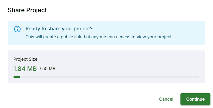 Sharing a FlowFrame project via a shareable link