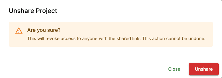 Unsharing a FlowFrame project