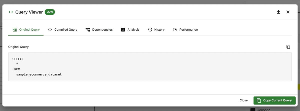 The Query Viewer panel in FlowFrame